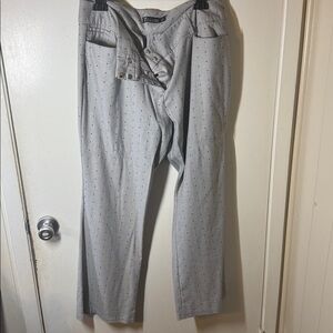 New York & Company Light Gray Polka Dot women’s pants